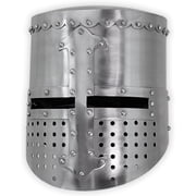 Armory Replicas 18 Gauge Forged Carbon Steel Crusader Templar Knight Helmet Cross Motif Leather Liner