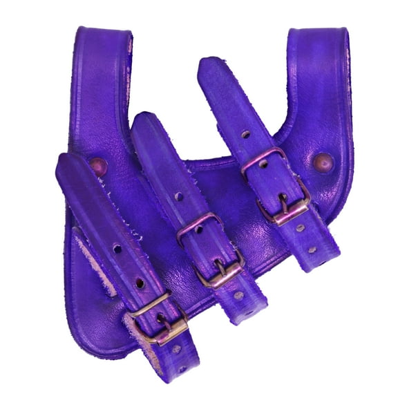 Armory Replicas Skilled Dueler Left-Handed Belt Frog | Genuine Leather 3-Strap Renaissance Sword Holder – Purple