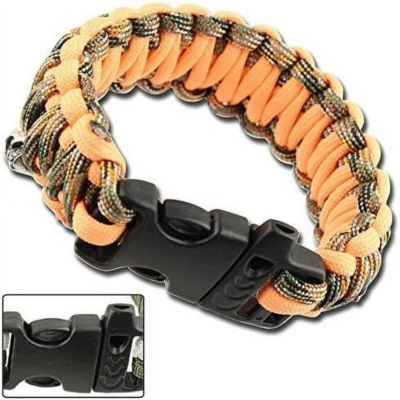 Armory Replicas Skulls Emergency Survival Whistle Orange Camouflage Paracord Bracelet - Expedition-Ready Gear Ideal for camping, hiking, survival situations, and emergencies