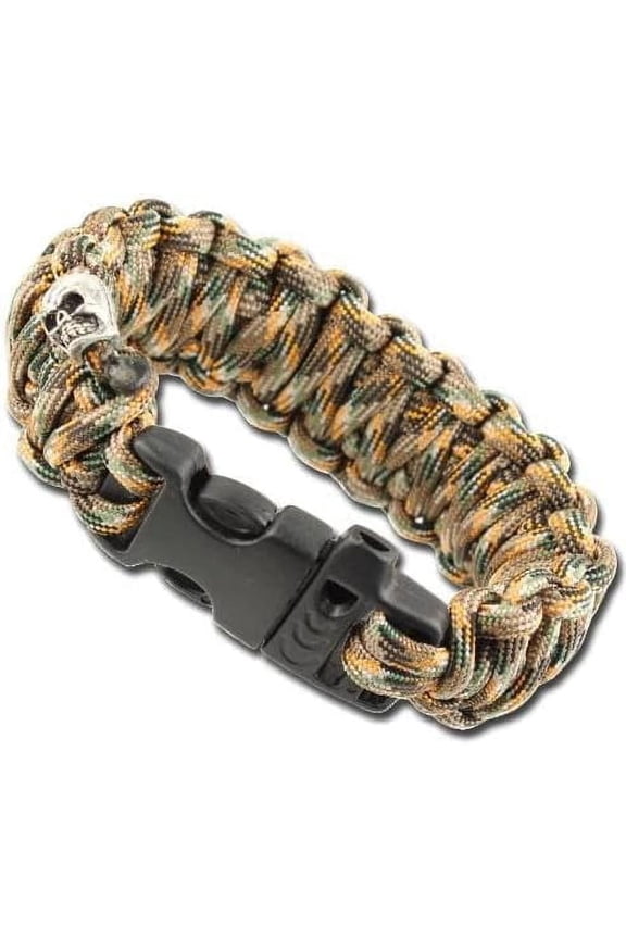 Skulls Survival Whistle Paracord Bracelet - Autumn Camo Trusted by outdoor enthusiasts, survivalists, and emergency personnel