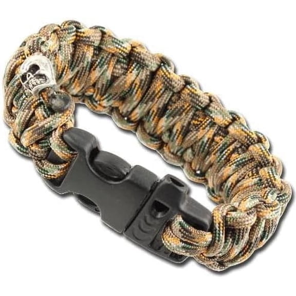 Armory Replicas Skulls Paracord Bracelet with Survival Whistle, Autumn Camo Design