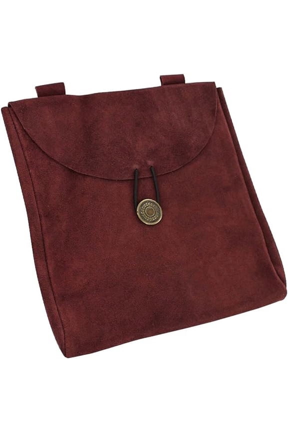 Medieval Suede Leather Belt Pouch, Handmade Wine Red Coin & Utility Bag with Brass Closure, Renaissance Fair, LARP, Cosplay, Reenactment & Everyday Carry