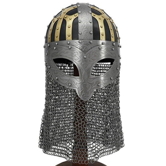 Armory Replicas Valsgarde Style Stainless Steel Helmet with Brass Carcass & Molded Clasps | Medieval Reenactment & Heavy Fighting.