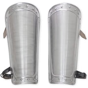 Armory Replicas Versatile Detail Medieval Inspired 18G Renaissance Faire Costume Cosplay Greaves w/Adjustable Straps & Polished Silver Finish