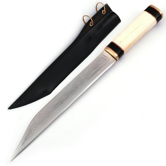 Armory Replicas Viking Seax Small Sword Knife – 10" Stainless Steel Blade, Engraved Viking Motif