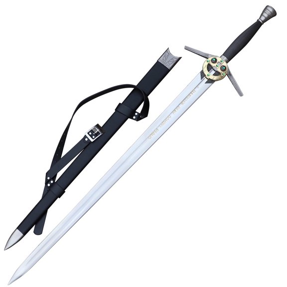 Armory Replicas Replica Steel Sword with Scabbard  Decorative Display Blade with Etched Gold Runes