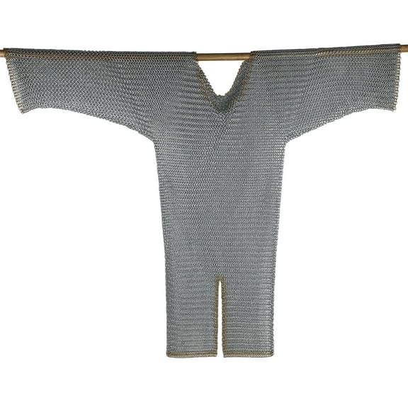 Armory Replicas XL Silver & Gold Chainmail Shirt | Full Sleeve Medieval Knight Armor | Mild Steel Construction