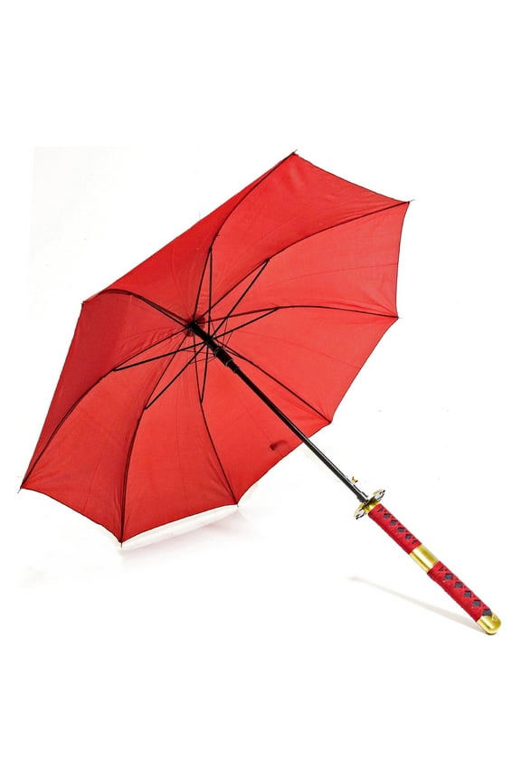 Zoros Sandai Kitetsu Katana Umbrella  Anime Replica Sword Handle Rain Umbrella with Red Canopy & Cover