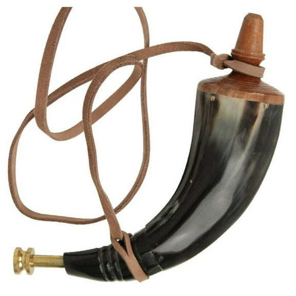 Armory Replicas made with Genuine Bull Horn Colonial Powder Horn with Brass Screw Waterproof and Safe for Powder Storage Represents 18th Century Musketry Tradition