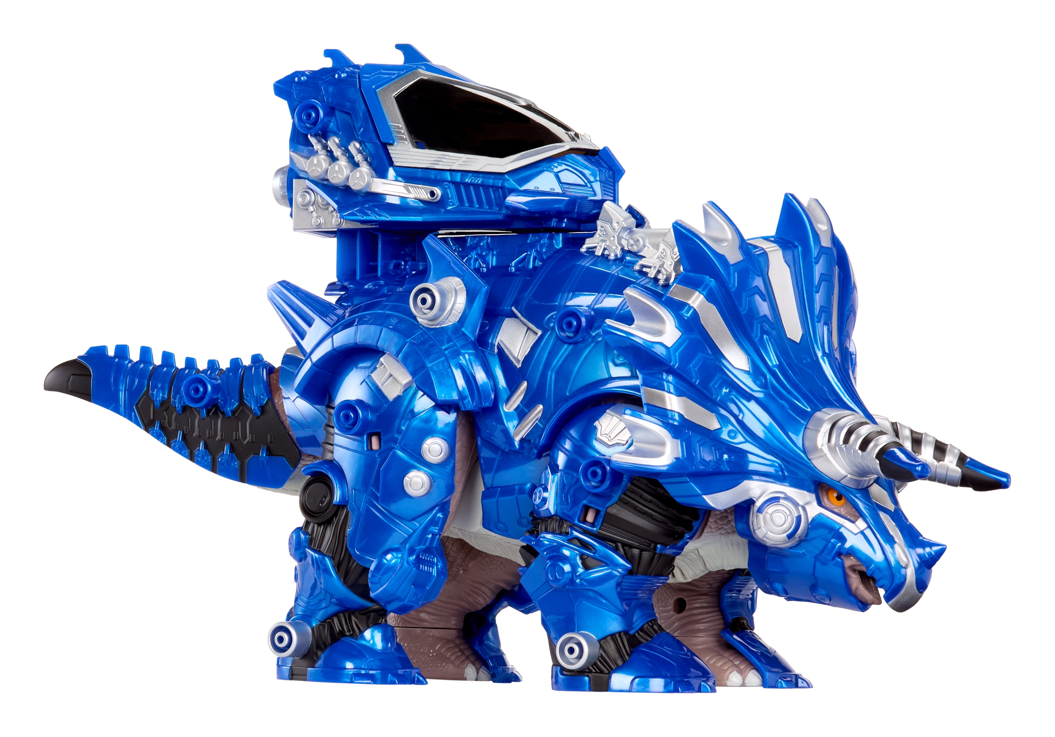 Armorsaurs Armor-Up Triceratops Dinosaur Cobalt Toy Figure with 7 Removable Armor Pieces, Tail-Triggered Chomp, Pilot Pod Compatible, Kids, Boys, Girls, Ages 6+
