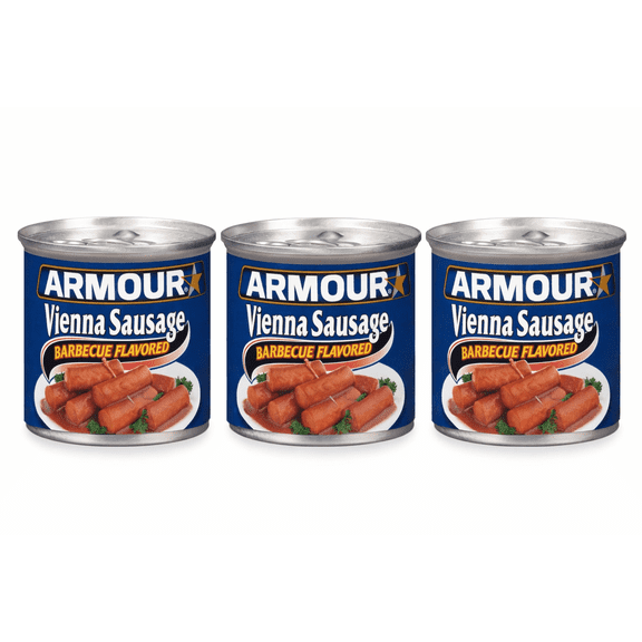 Armour Barbecue Vienna Sausage, 7g protein Per Serving,  4.6 oz Can , Pack of 3