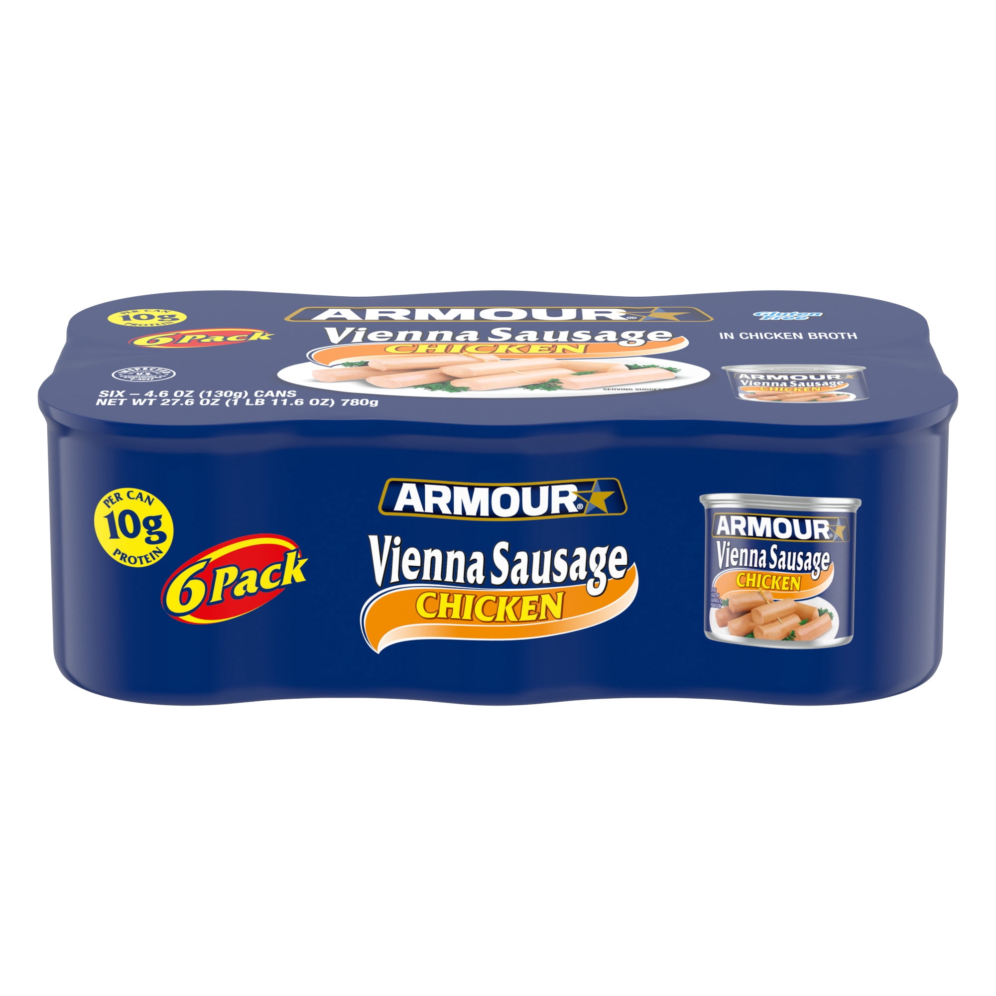 Armour Chicken Vienna Sausage, 7g Protein Per Serving, 4.6 oz Can (Pack of 6)