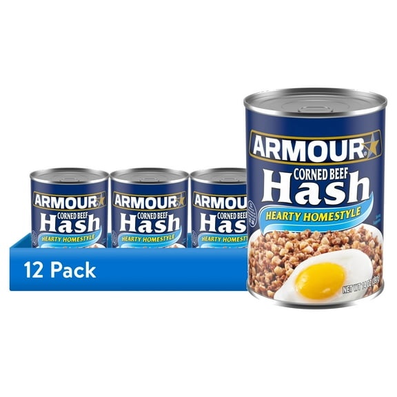 (12 pack) Armour Corned Beef Hash, 16g Protein Per Serving, 14 oz Can