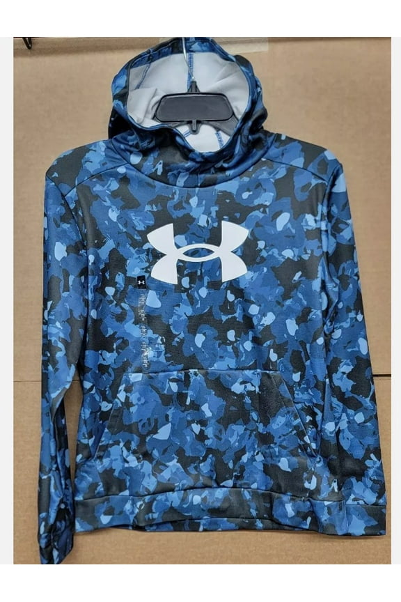 Armour Fleece Big Logo Printed Blue Camo Size YL