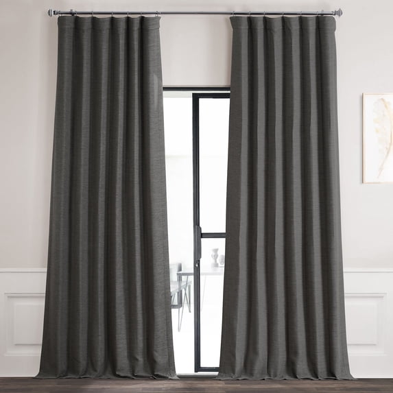 Half Price Drapes Armour Grey Bellino Textured Faux Linen Room Darkening Curtains For Bedroom & Living Room Curtains(1 Panel), Curtains 120 Inches Long, 50W X 120L
