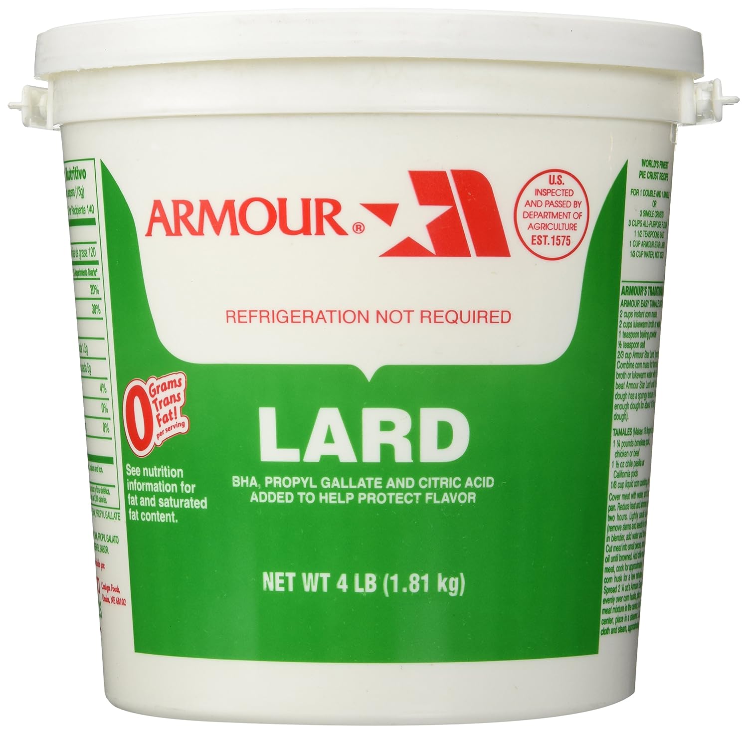 Armour Lard 4 lb Pail