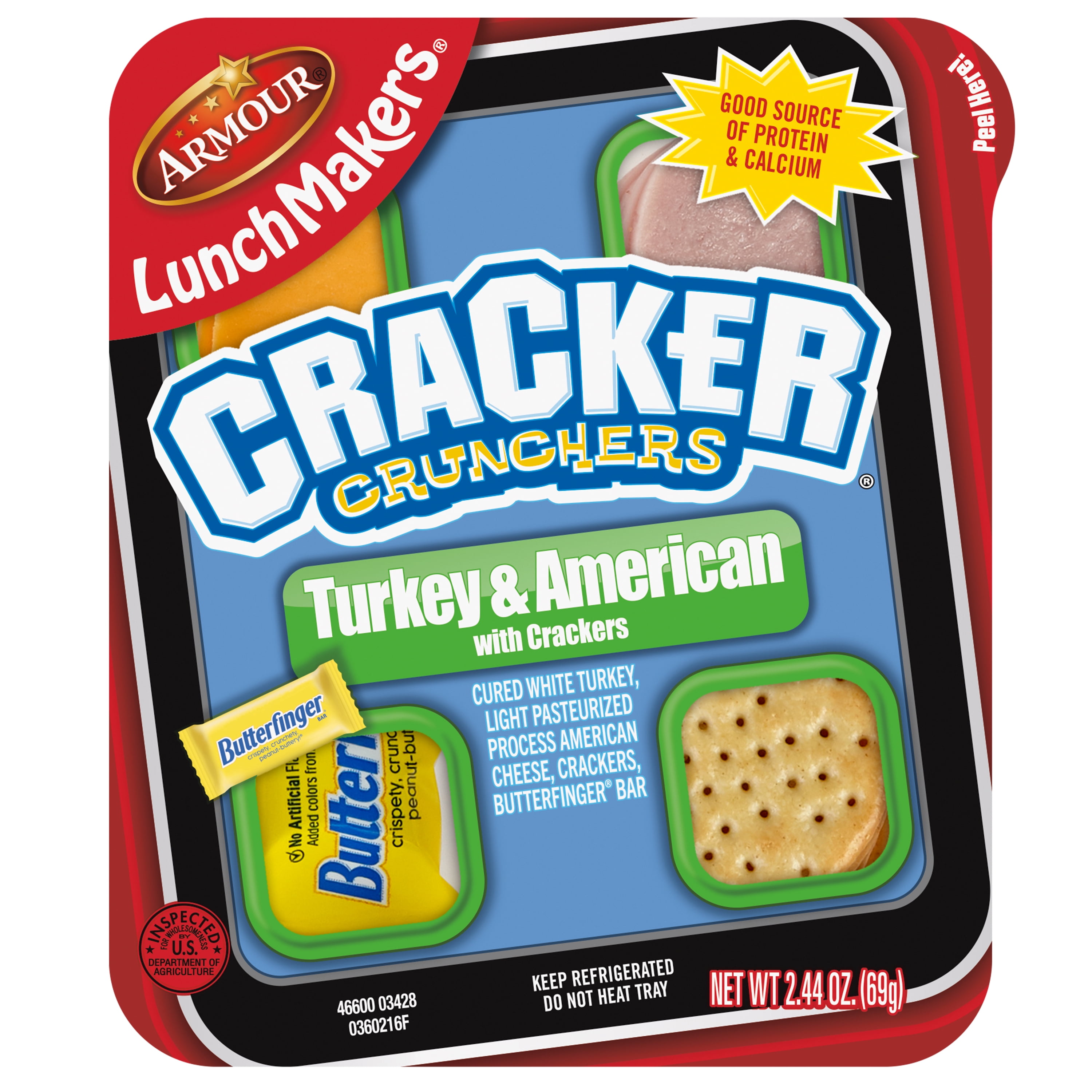 Armour LunchMakers Turkey & Cheese, Crackers & Butterfinger, 2.4 oz Meal Kit