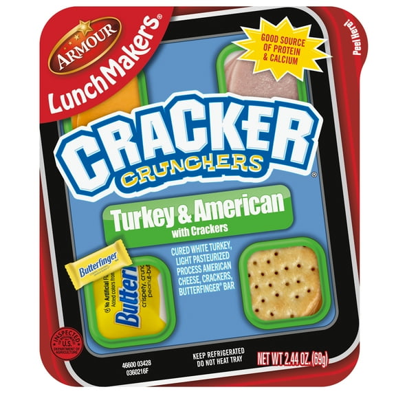 Armour LunchMakers Turkey & Cheese, Crackers & Butterfinger, 2.4 oz Meal Kit