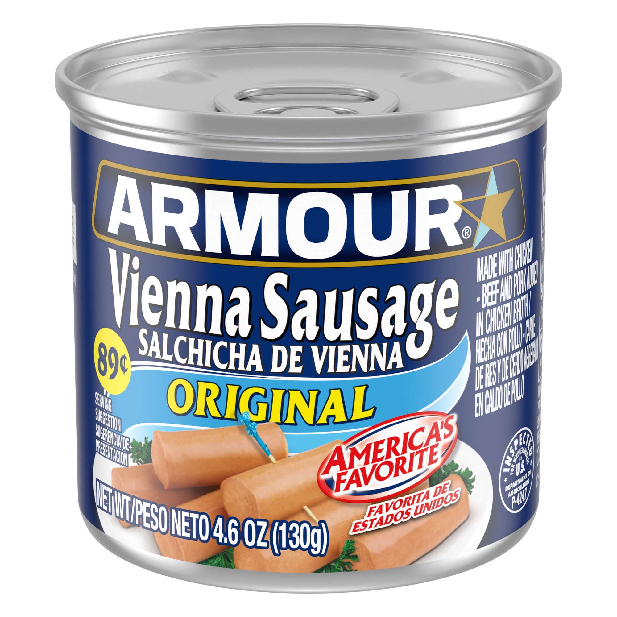 Armour Original Vienna Sausage, 7g Protein Per Serving, 4.6 oz Can