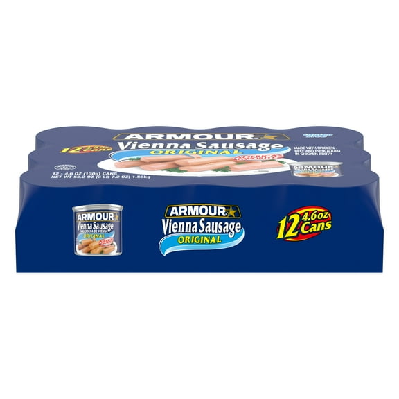Armour Original Vienna Sausage, Original, 12g Protein Per Serving,  4.6 oz Can (Pack of 12)