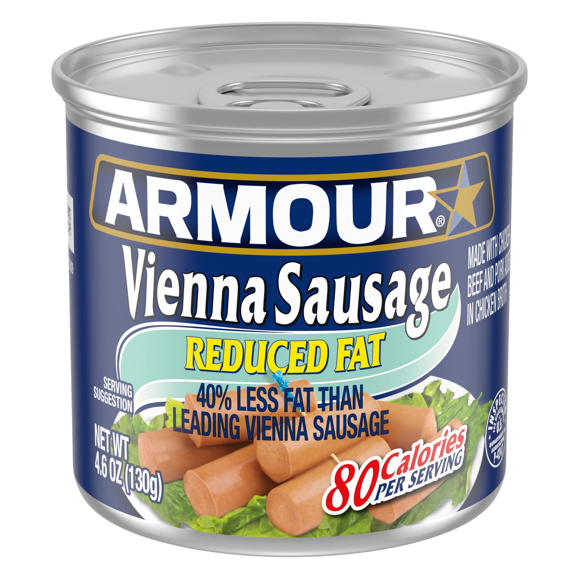 Armour Star Reduced Fat Vienna Sausage, 6g protein Per Serving, Canned Sausage, 4.6 oz. Can