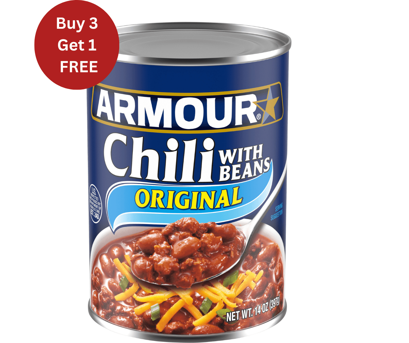 Armour Star Chili with Beans, Canned Food, 14 OZ