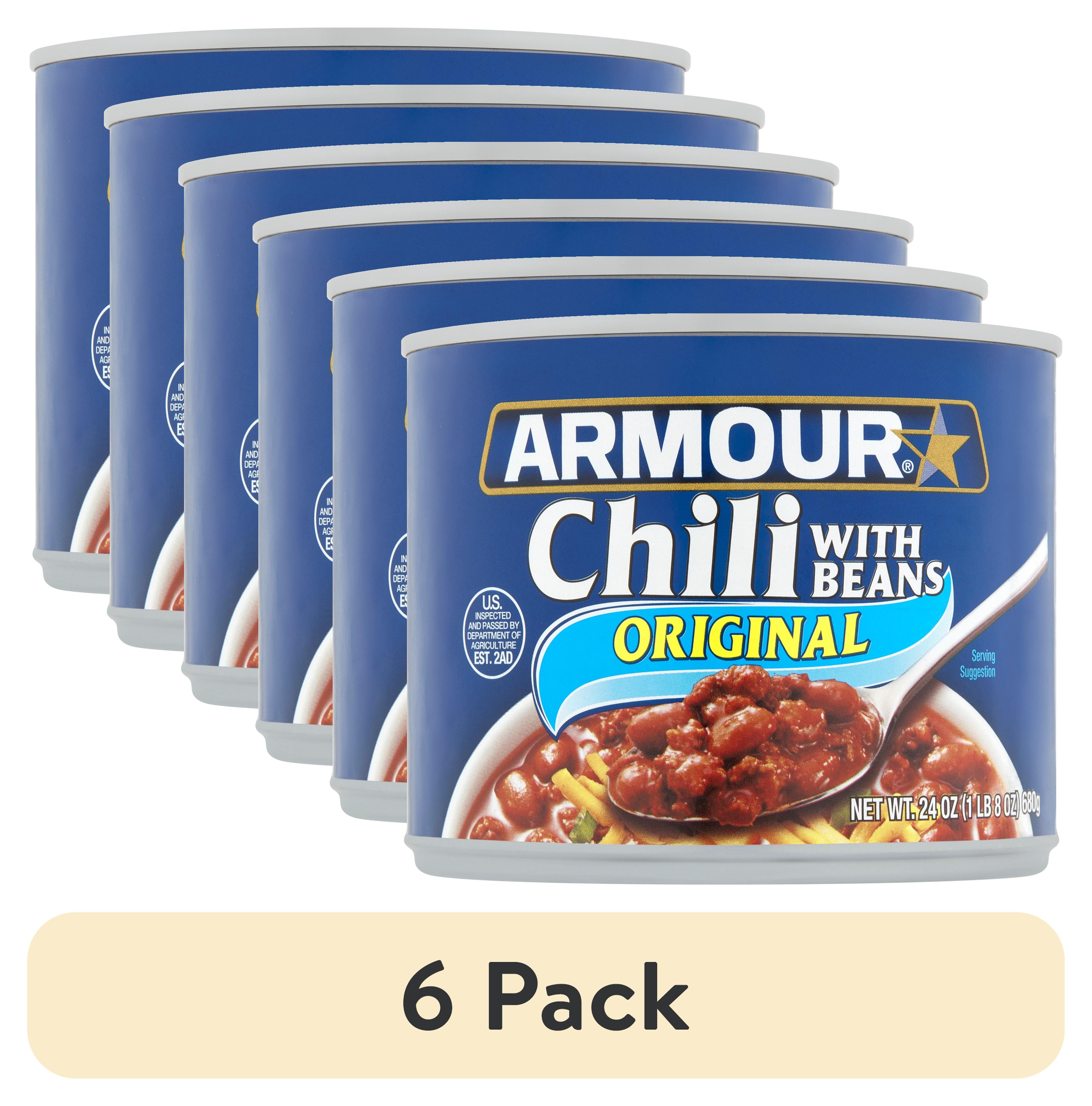 (6 pack) Armour Star Chili with Beans Canned Food, 24 oz Can