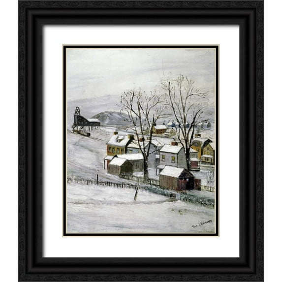 Armour, Thomas J. 26x31 Black Ornate Wood Framed with Double Matting Museum Art Print Titled - Coal Town