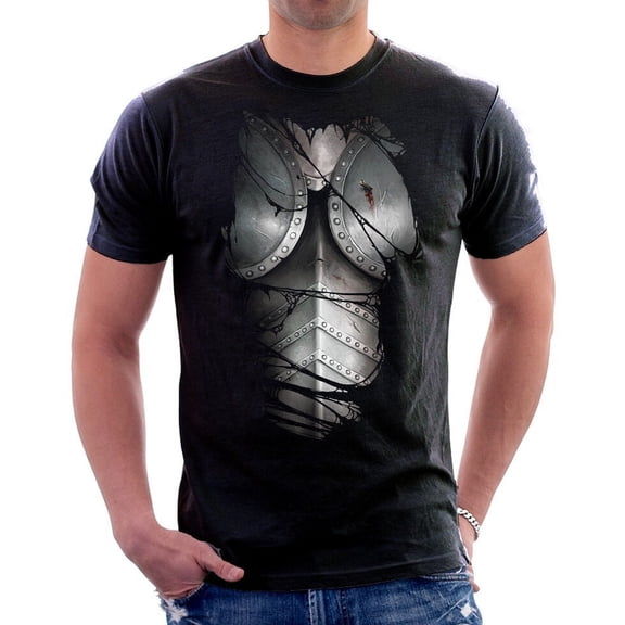 Armour plated titanium metal thor 300 sparta printed black cotton t-shirt OZ9806