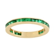 Armoura Jewels Prong Square Green Emerald Band Ring Yellow Gold Plated 925 Sterling Silver Anniversary Women Eternity Jewelry Gift