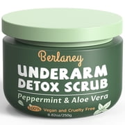 Underarm Scrub Deep Cleanse Exfoliating Moisturizing Aloe Vera Walnut Shell Powder Body Scrub, Mint, 8.8 oz