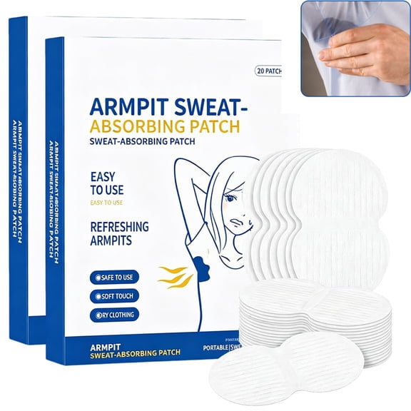 Armpit Sweat Pads, 2026 New Ultra-Thin Disposable Underarm Sweat Pads for Women & Men, Invisible Sweat Pads for Under Arms, Arm Pit Sweat Guards Underarm Pads for Sweating (40 Pack)