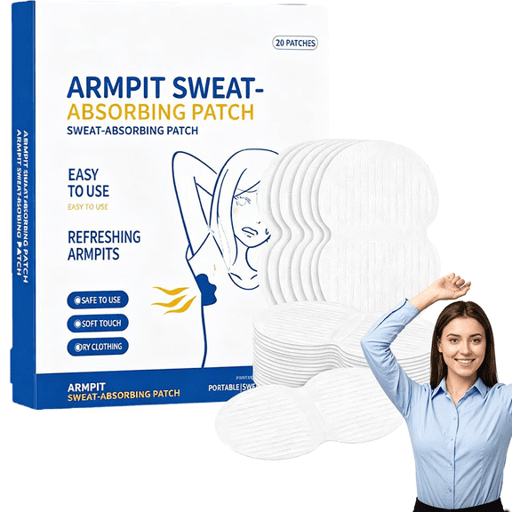 Armpit Sweat Pads, 2026 New Ultra-Thin Disposable Underarm Sweat Pads for Women & Men, Invisible Sweat Pads for Under Arms, Arm Pit Sweat Guards Underarm Pads for Sweating (20 Pack)