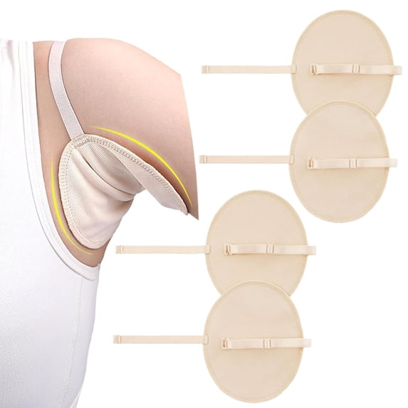 Armpit Sweat Pads Reusable Underarm Sweat Guards with Shoulder Strap, Comfortable and Breathable (Nude)