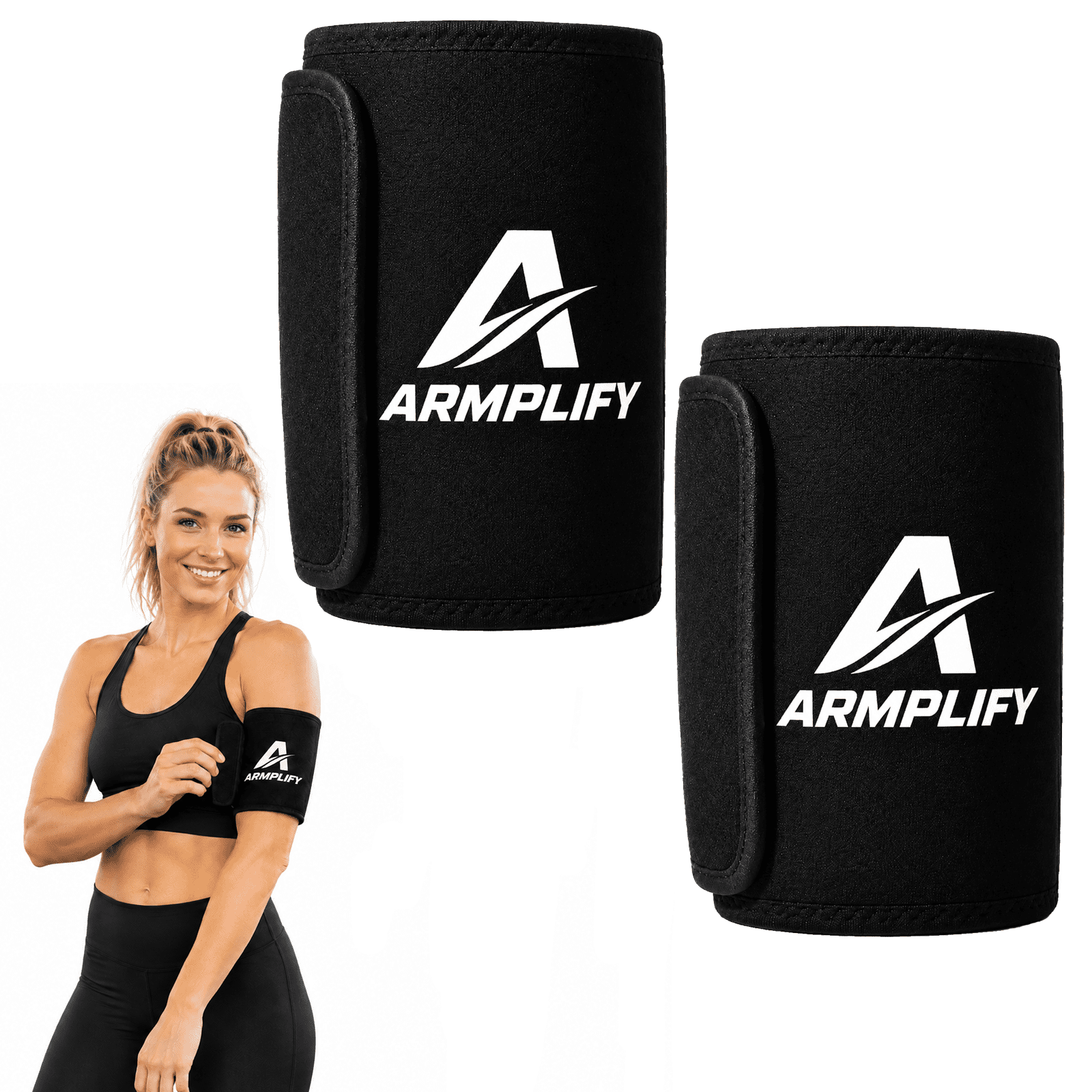 Armplify Arm Bands, Amplify Arm Sleeves, Arm Sweat Bands for Women & Men for Workout Sport A Pair
