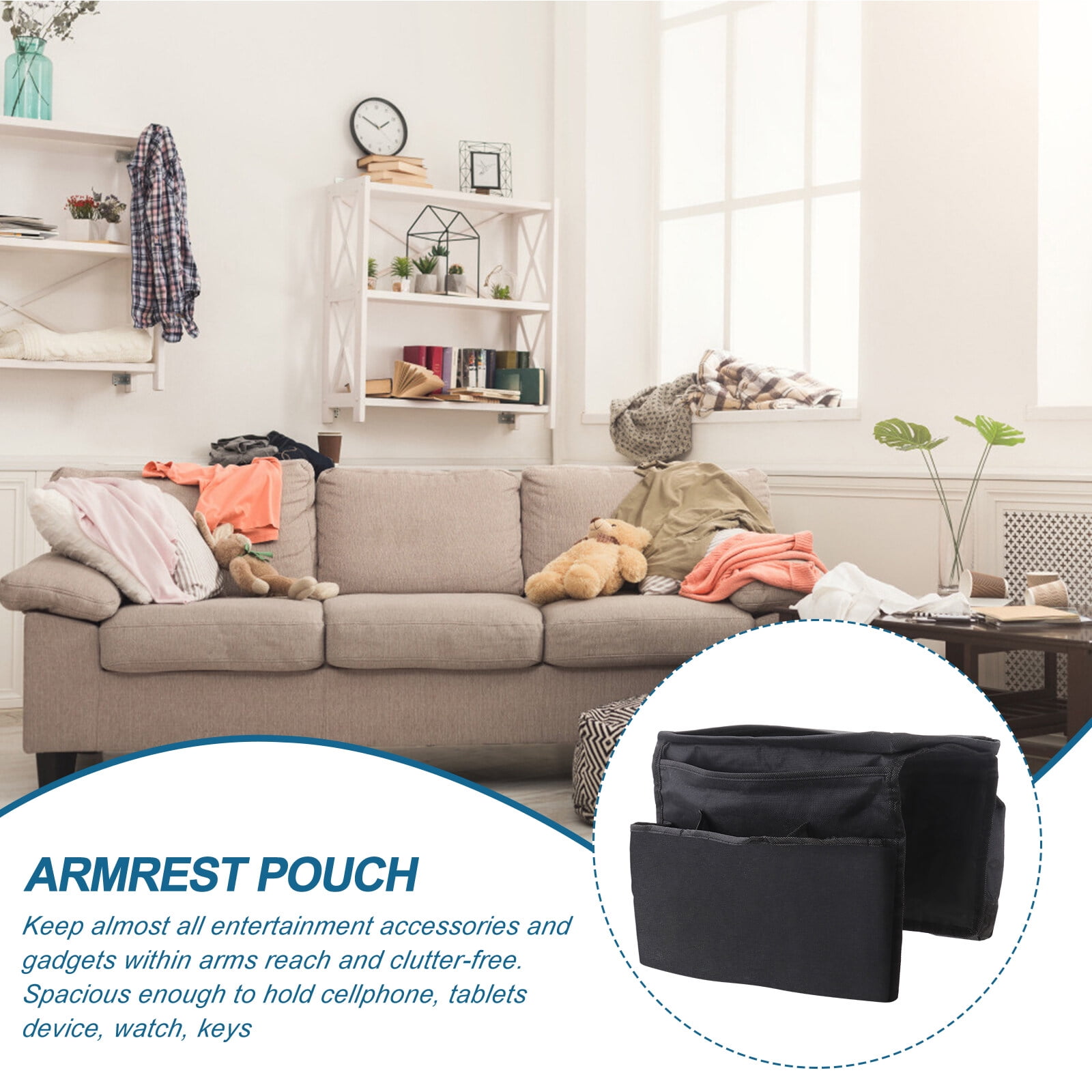 Armrest Caddy Sofa Couch Organizer Armchair Storage Holder Tray