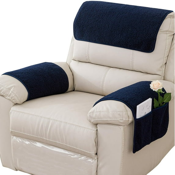 Armrest Cover, Recliner Chair Protector, Furniture Protector Slip, Side Storage Pocket, Stretch Armchair Couch Arm Rest Cover for Recliner, Chair, Sofa