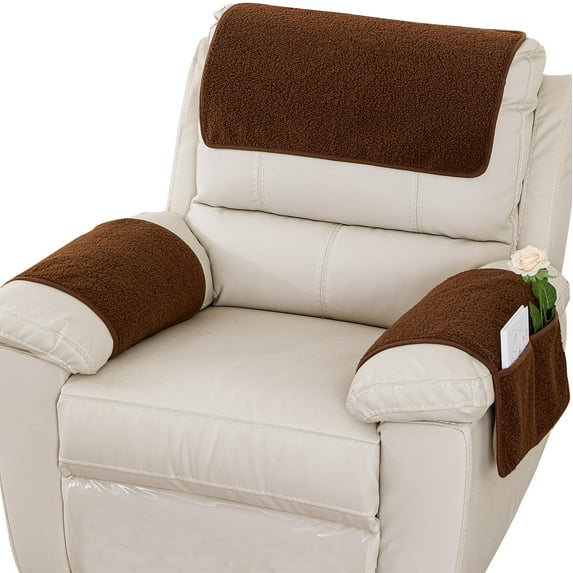 Armrest Cover, Recliner Chair Protector, Furniture Protector Slip, Side Storage Pocket, Stretch Armchair Couch Arm Rest Cover for Recliner, Chair, Sofa