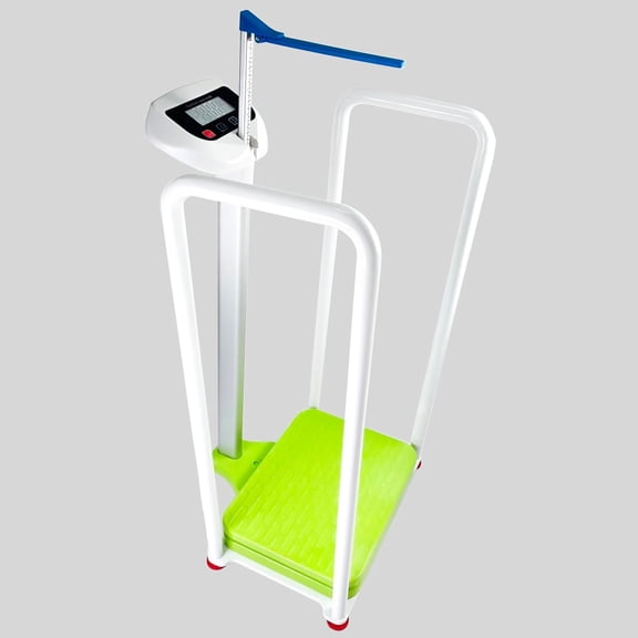 Armrest Electronic Medical Height and Weight Scale,20" L x 12" W x34 H, Up to 420lb Weight Capacity, 75 Height Measurement, LCD Display, USB Charging, Temperature Display (Fresh Green)