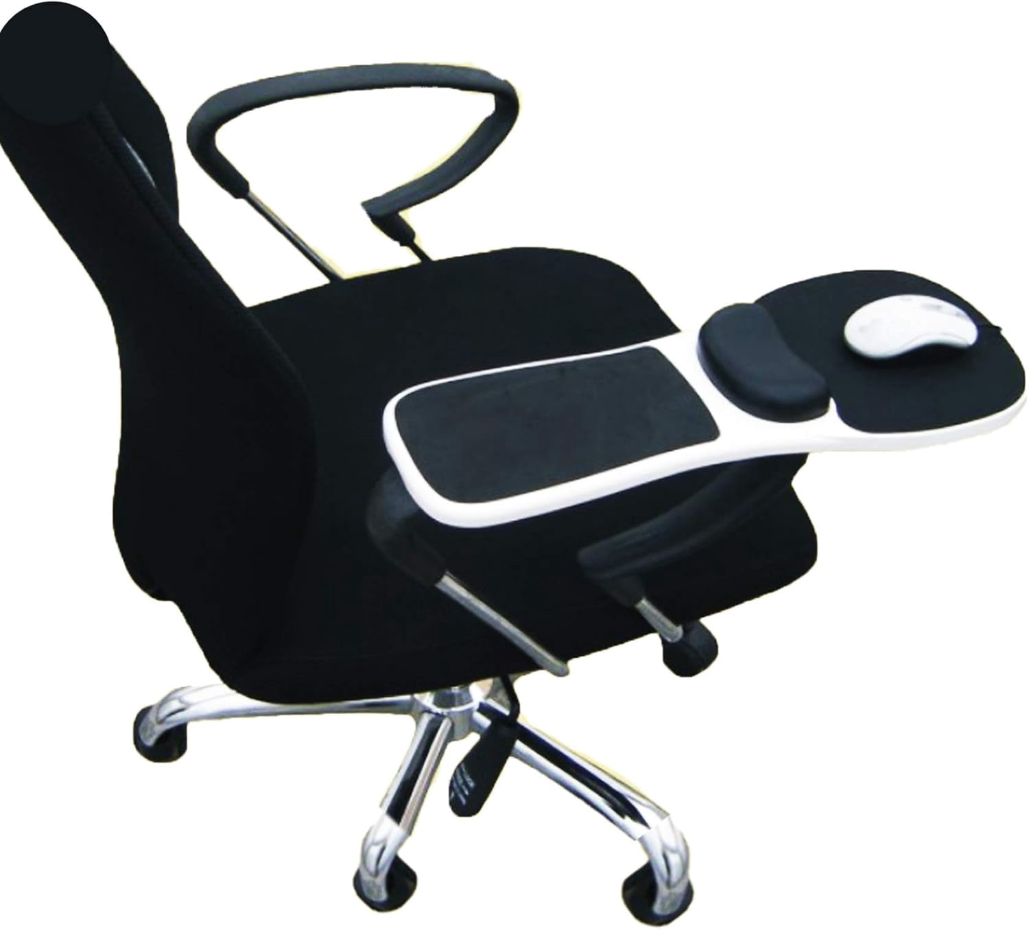 Armrest Mouse pad with arm Wrist Rest Support Adjustable Ergonomic Computer Mouse mat for Chair Home&Office Chair Extender Attachable Black White