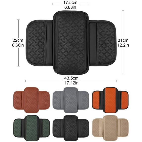 Armrest Pad*1 Car Center Console Cover with Storage Bag Wear Stitching Easy To Install Car Armrest Cover Cushion Grey