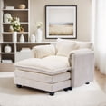 thumbnail image 1 of Armrest Sofa, 47.3" Gexpusm Indoor Comfy Chenille Couch for Bedroom, Cozy Single - Seater Sofa with Ottoman for Living Room Apartment,Small Space, Beige, 1 of 9