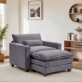 thumbnail image 1 of Armrest Sofa with Ottoman,Gexpusm Oversized Upholstered Corduroy Sofa Chair with Cup Holders & USB Ports for Bedroom,Living Room,Small Spaces,Lounge Sofa Chair,Gray, 1 of 7