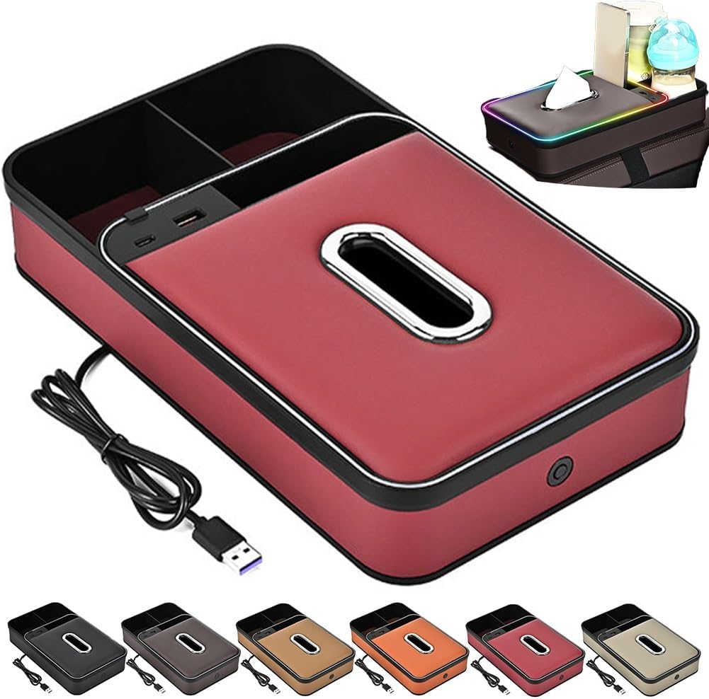Armrest Storage Box with LED Ambient Lighting, Car Armrest Storage Box ...