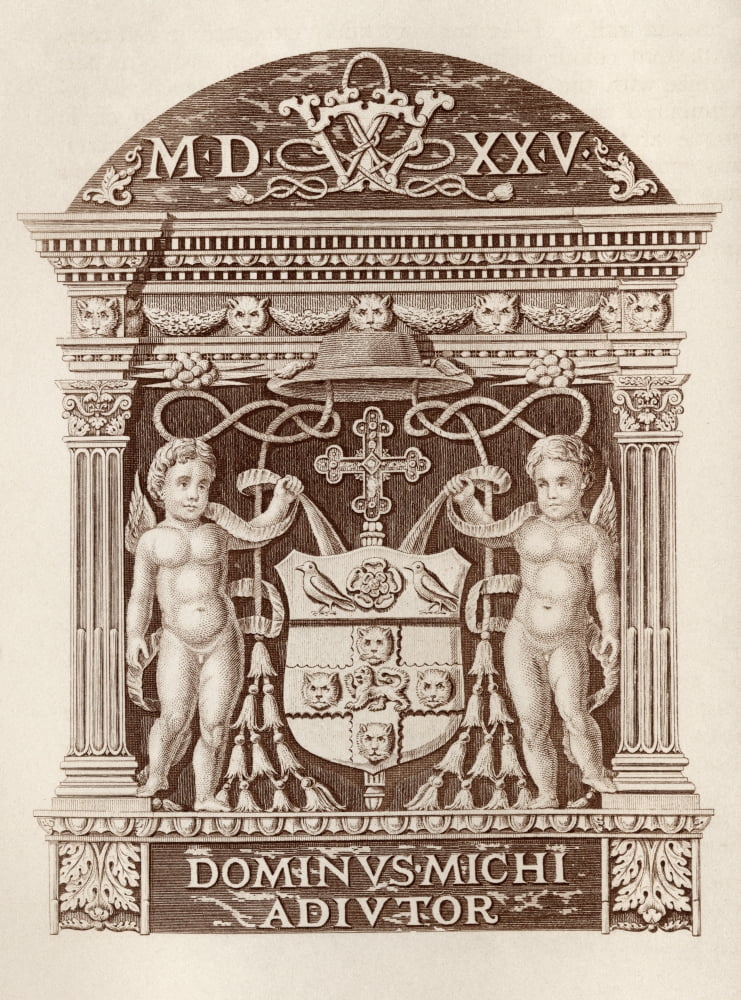 Arms Of Cardinal Wolsey In Terra Cotta At Hampton Court Palace From History Of Hampton Court Palace In Tudor Times By Ernest Law Published London 1885 Canvas Art - Ken Welsh Design Pics (24 x 34)
