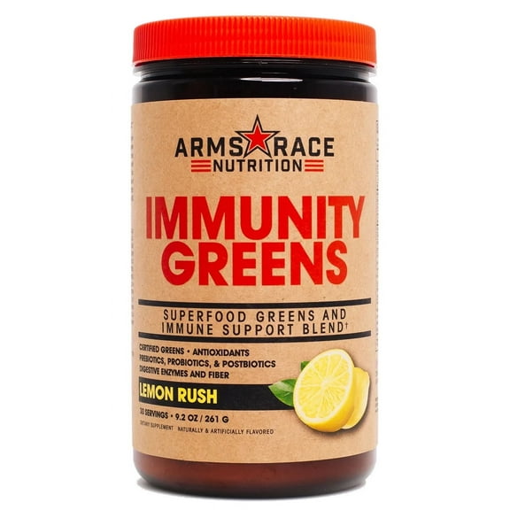 Arms Race Nutrition IMMUNITY GREENS - Superfood Greens and Immune Support Blend, 30 Servings (Lemon Rush)