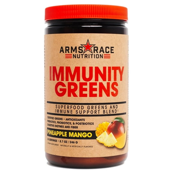 Arms Race Nutrition IMMUNITY GREENS - Superfood Greens and Immune Support Blend, 30 Servings (Pineapple Mango)