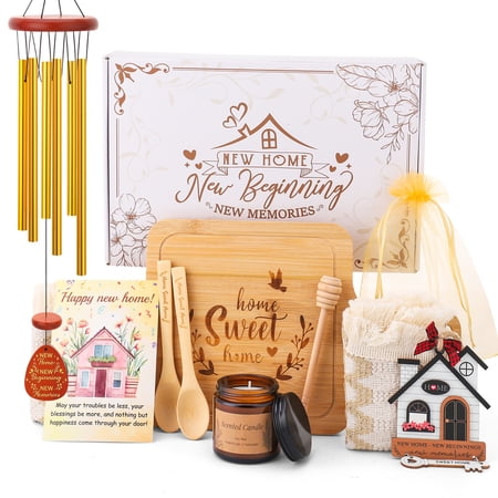 Armscye 10 Pcs House Warming Gifts New Home, Personalized Housewarming Gift Ideas, New House Essentials Including Wind Chimes, Cutting Board, Aromatherapy, Wedding Gift for Couple, Bridal Shower Gift