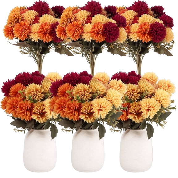 Armscye 12 Bundles Artificial Fall Flowers, Faux Silk Mums with Stems Bouquets, Fake Flowers for Graduation 2026 Decor, Grad Party Centerpieces & Commencement Arrangements