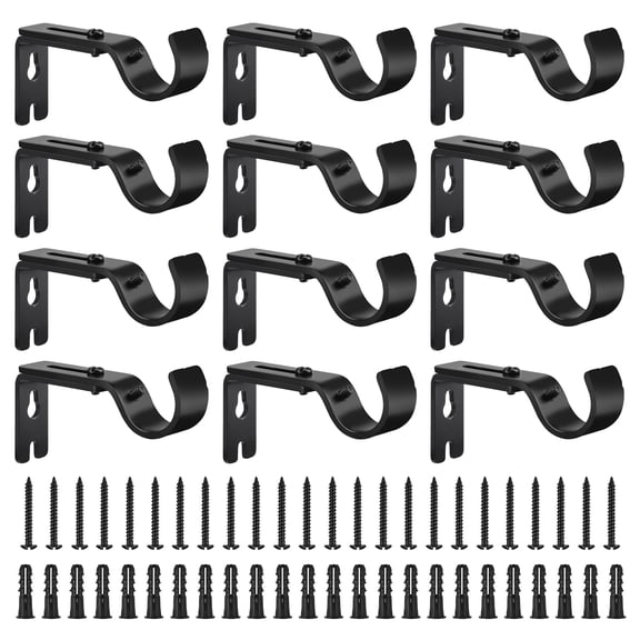 Armscye 12 Pcs Adjustable Curtain Rod Brackets, Heavy Duty Wall Mounted Curtain Rod Holders, Screw-in Drapery Rod Hangers for Window, Bedroom, Home